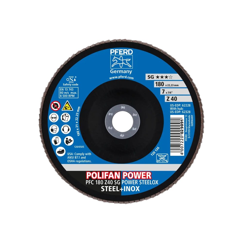 POLIFAN POWER Fächerschleifscheibe PFC 180 Z40 SG POWER STEELOX
